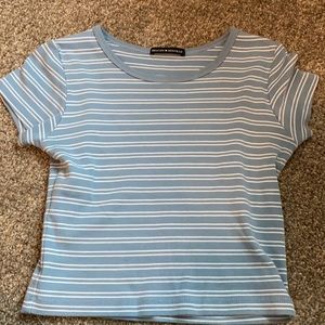 Blue & White striped cropped tshirt